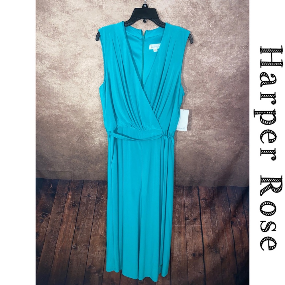 Harper Rose~Sleeveless Flowy Jumpsuit~Teal Green~Women’s Size 16~NWT